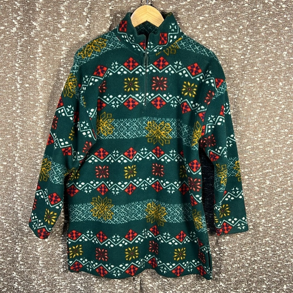 Vintage Victoria Secret‎ Country Womens Small Green Fleece Sweatshirt 1/4 Zip